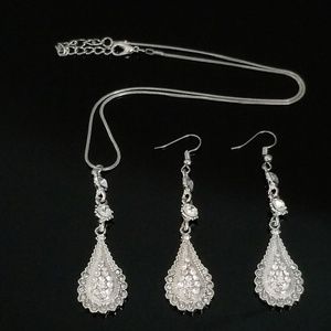 3pcs white Gold Plated Necklace and earrings